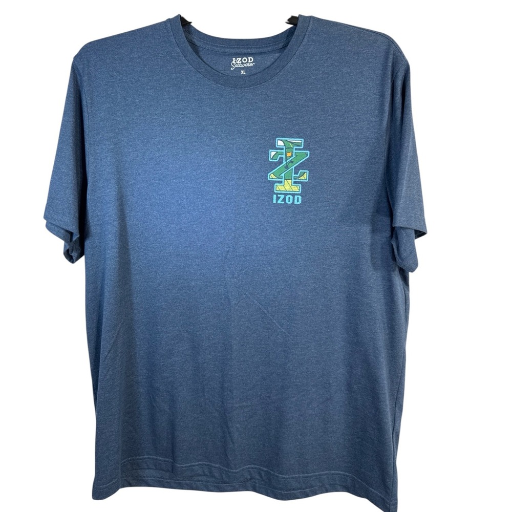 IZOD Saltwater Mens XL Blue Best By Par Golf Graphic T-Shirt Soft Wash Crew NEWâ